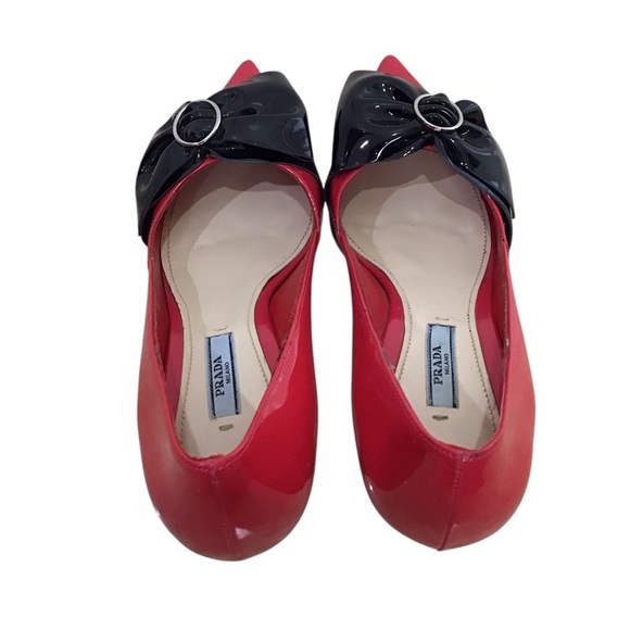 Prada Red Patent Leather Heels Red Bows (37) - Picture 10 of 15